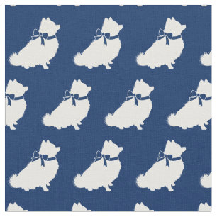 Spitz Hund Silhouette Pet Navy Blue Stoff