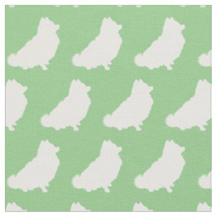 Spitz Hund Silhouette Pet Sage Green Stoff