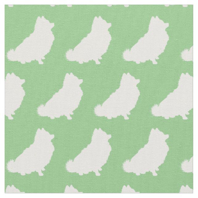 Spitz Hund Silhouette Pet Sage Green Stoff (Nahaufnahme)