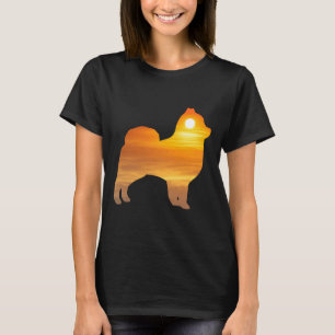 Spitz Hund Silhouette Sunrise T-Shirt
