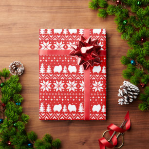Spitz Hund Silhouetten Weihnachten Weihnachten Wei Geschenkpapier