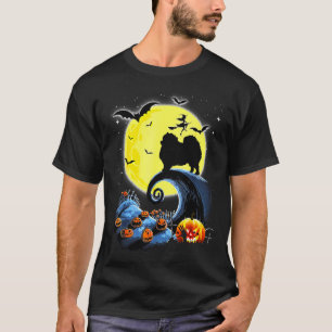 Spitz Hund und Moon Funny Halloween T-Shirt