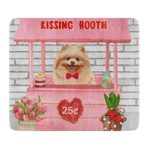Spitz Hund Valentinstag Kissing-Stand Schneidebrett