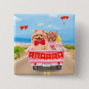 Spitz Hund Valentinstag Lkw Herz Button