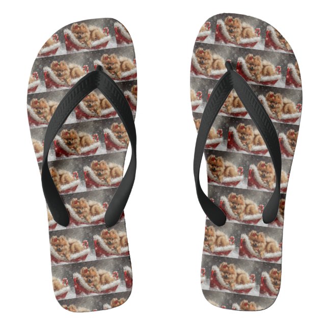 Spitz Hund Weihnachten Flip Flops (Fußbett)