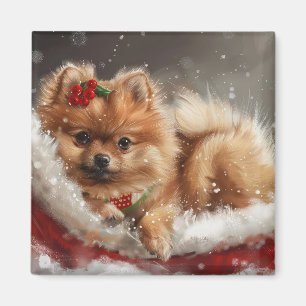 Spitz Hund Weihnachten Magnet