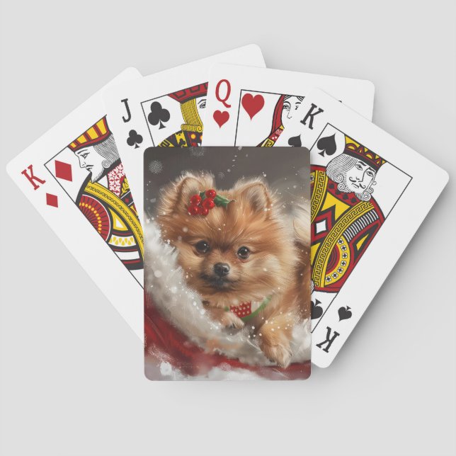 Spitz Hund Weihnachten Spielkarten (Rückseite)