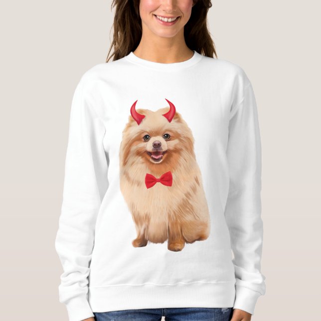 Spitz Hund zu Halloween Sweatshirt (Vorderseite)