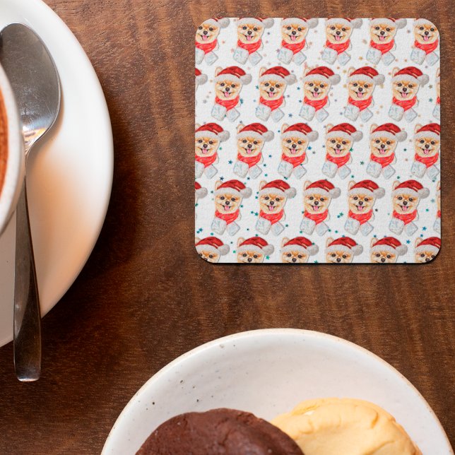 Spitz Hund züchten Weihnachtsstars Rechteckiger Pappuntersetzer (Von Creator hochgeladen)