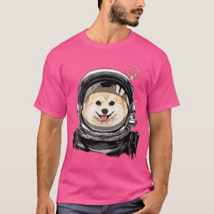 Spitz Hunde Astronaut Raumforschungsastrono T-Shirt