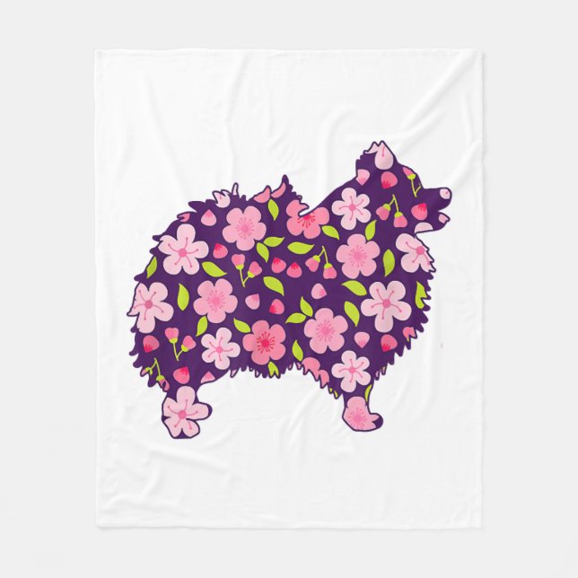 Spitz Hunde Blume Muster Spitze Lover Fleecedecke (Vorderseite)