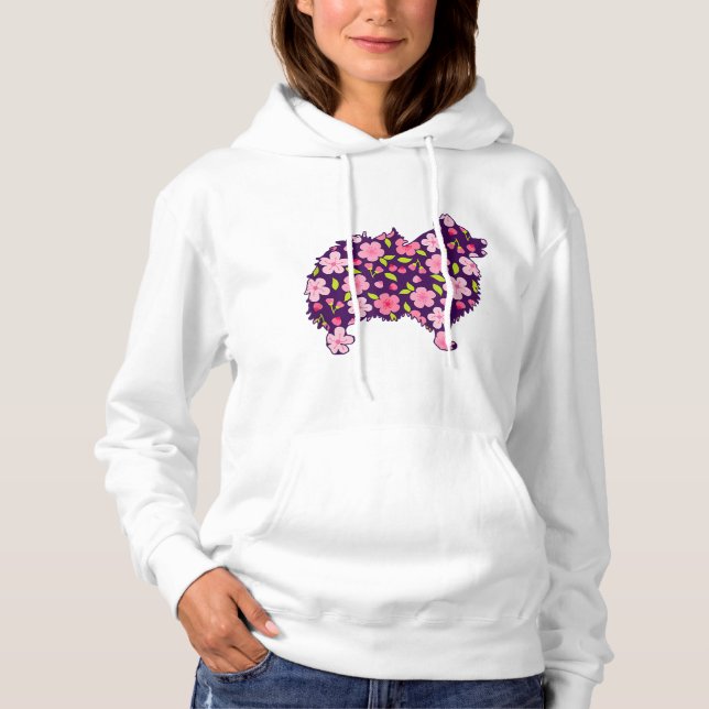 Spitz Hunde Blume Muster Spitze Lover Hoodie (Vorderseite)