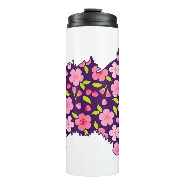 Spitz Hunde Blume Muster Spitze Lover Thermosbecher (Vorderseite)