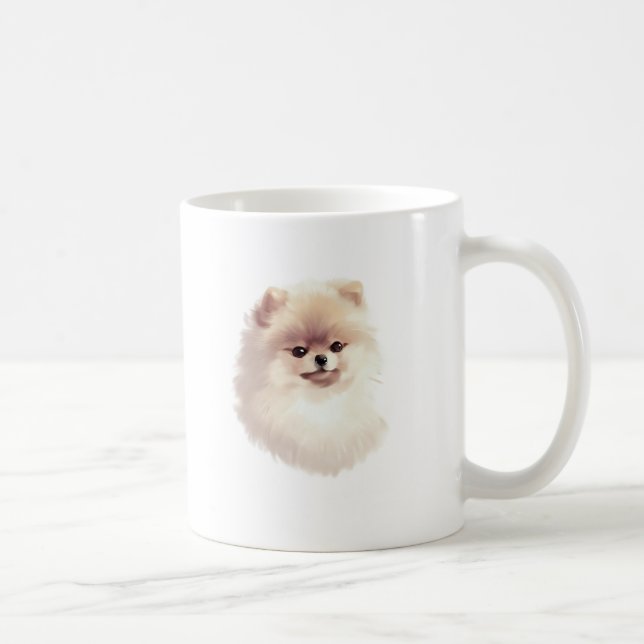 Spitz Hunde Kunst Kaffeetasse (Rechts)