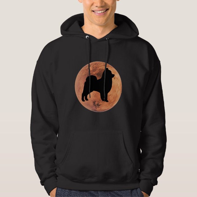 Spitz Hunde Silhouette in Mars Spitz Lover Hoodie (Vorderseite)