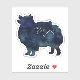 Spitz Hunde Zucht Wasserfarben Silhouette Aufkleber