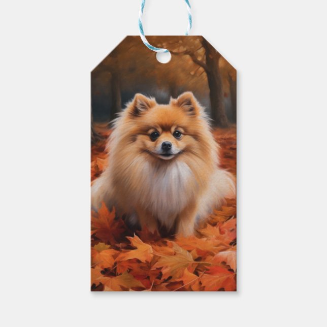 Spitz im Herbst Leaves Fall Inspiriert Geschenkanhänger (Vorderseite)