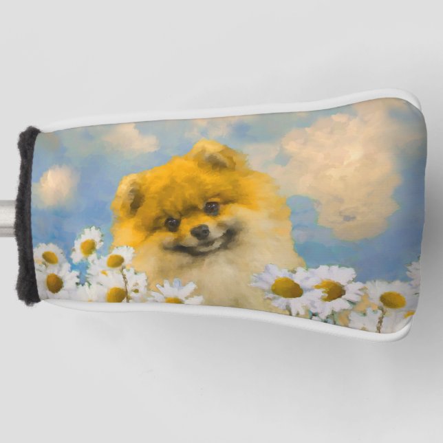 Spitz in den malenden Gänseblümchen - Golf Headcover (Vorderseite)