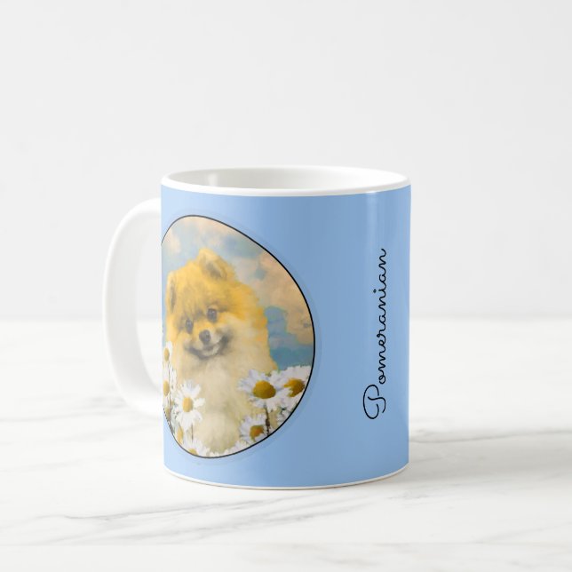Spitz in der Malerei von Daisis - Originale Hundek Kaffeetasse (Vorderseite Links)