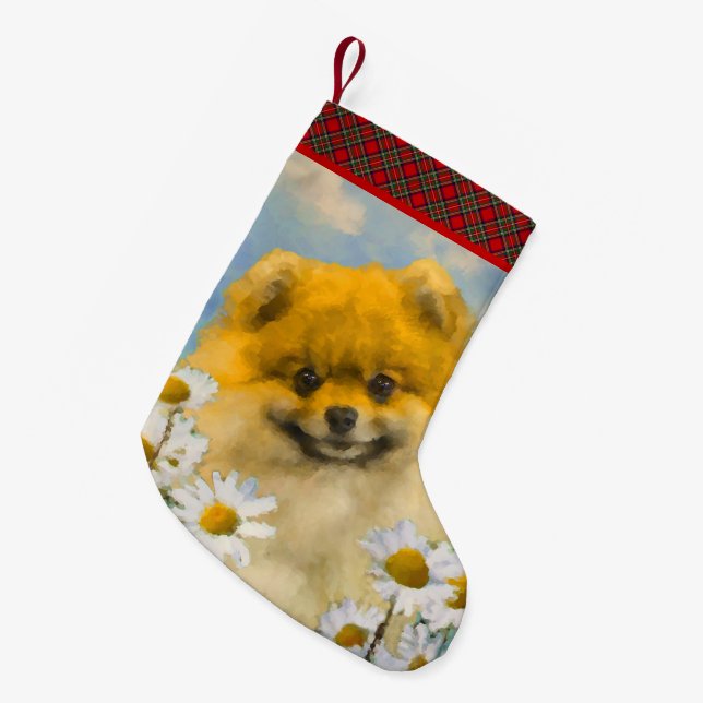 Spitz in der Malerei von Daisis - Originale Hundek Kleiner Weihnachtsstrumpf (Vorderansicht (hängend))
