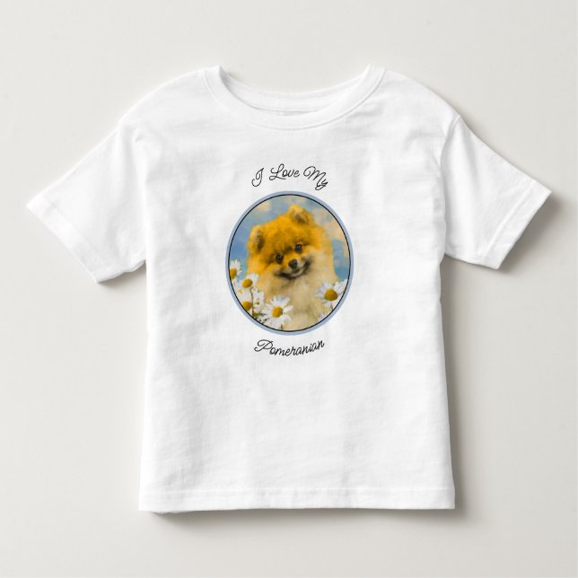 Spitz in der Malerei von Daisis - Originale Hundek Kleinkind T-shirt (Vorderseite)
