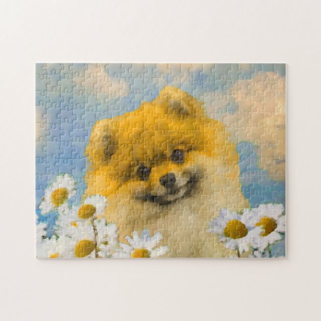 Spitz in der Malerei von Daisis - Originale Hundek Puzzle (Horizontal)
