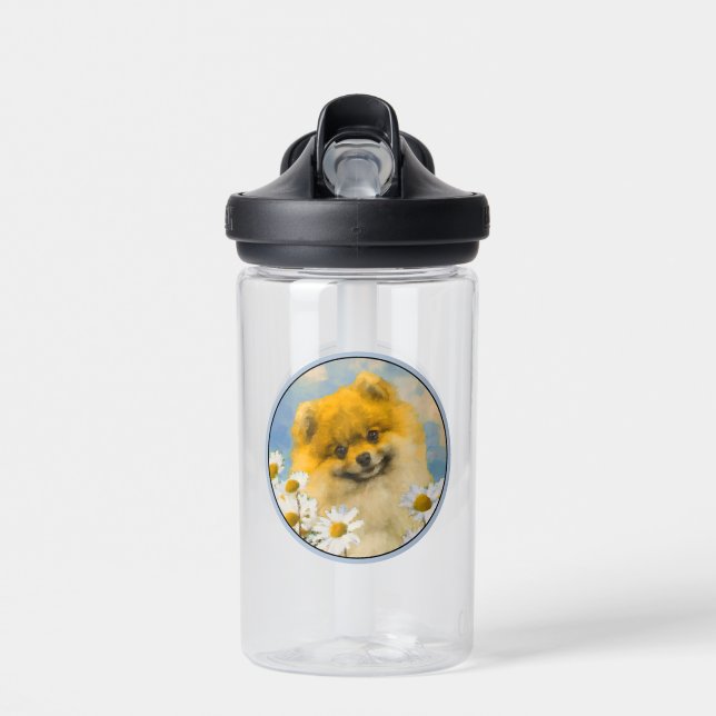 Spitz in der Malerei von Daisis - Originale Hundek Trinkflasche (Vorne)