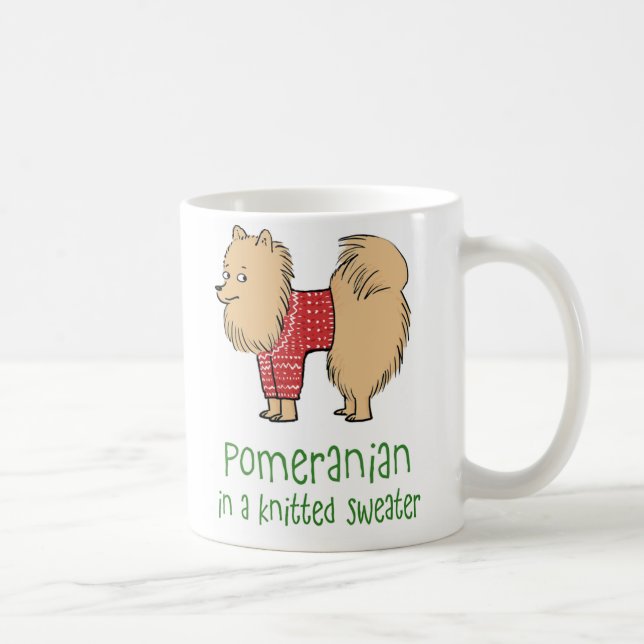 Spitz in einem gegossenen Pullover | Funny Dog Kaffeetasse (Rechts)