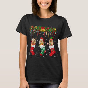 Spitz in Sock Xmas Rentier Santa ELF Hund T-Shirt