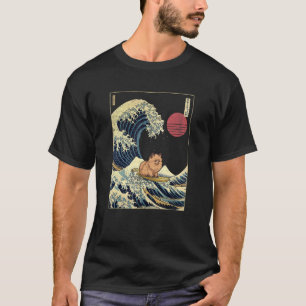 Spitz Japanisch Kanagawa Wave Surf Dog T-Shirt
