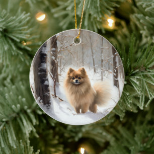 Spitz lässt es Weihnachten schneien Keramik Ornament