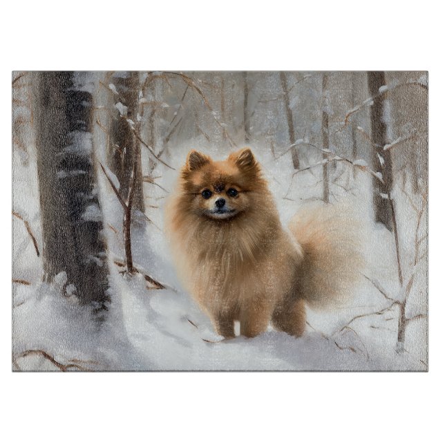 Spitz lässt es Weihnachten schneien Schneidebrett (Vorderseite)