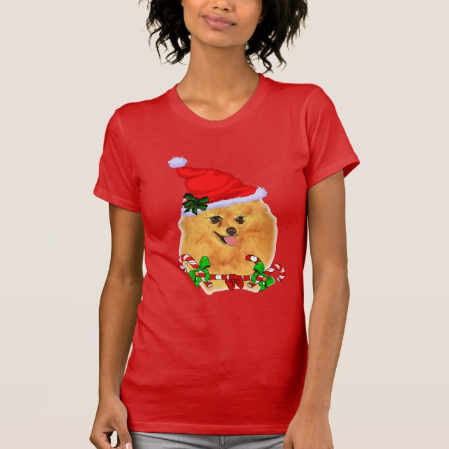 Spitz Liebhaber Weihnachten T-Shirt (Vorderseite)