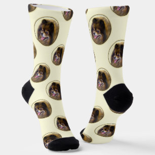 Spitz Malerei Orange Sable Original Hunde Kunst Socken