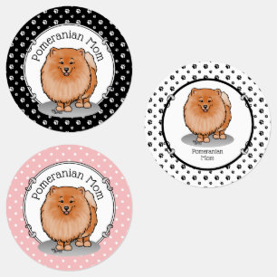 Spitz Mama Pom Mama (orange rot) Niedliche Hunde M Etiketten