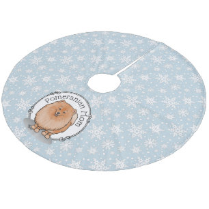 Spitz Mama Pom Mama (orange rot) Niedliche Hunde M Fleece Weihnachtsbaumdecke