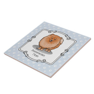 Spitz Mama Pom Mama (orange rot) Niedliche Hunde M Fliese