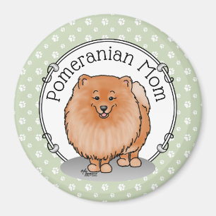 Spitz Mama Pom Mama (orange rot) Niedliche Hunde M Magnet