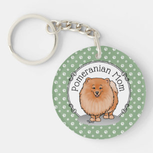 Spitz Mama Pom Mama (orange rot) Niedliche Hunde M Schlüsselanhänger