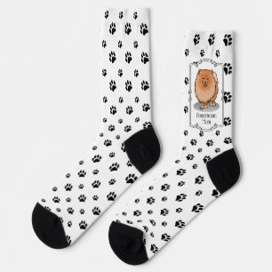 Spitz Mama Pom Mama (orange rot) Niedliche Hunde M Socken
