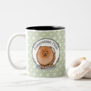 Spitz Mama Pom Mama (orange rot) Niedliche Hunde M Zweifarbige Tasse