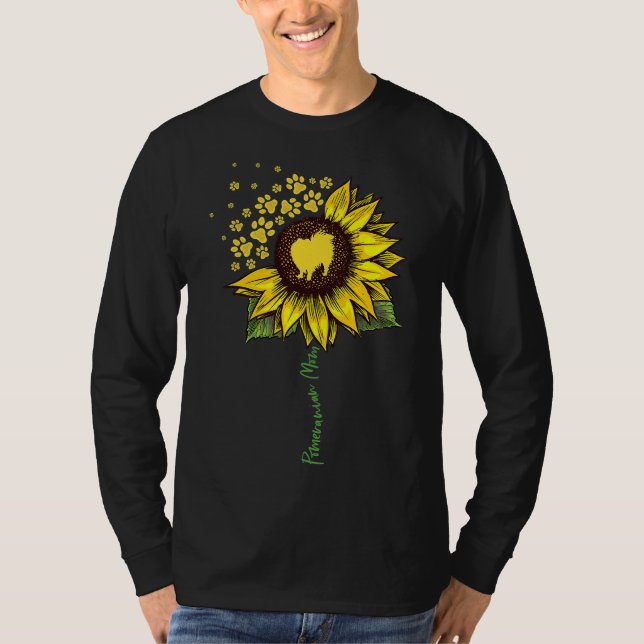 Spitz Mama Sonnenblume Spitz Hund Mama Mama T-Shirt (Vorderseite)