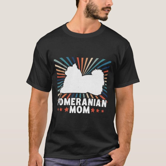 Spitz Mama Vintag Spitz Eigentümer T-Shirt (Vorderseite)
