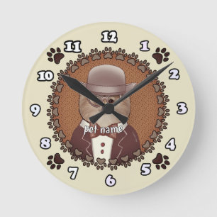 Spitz mit Brille Runde Wanduhr