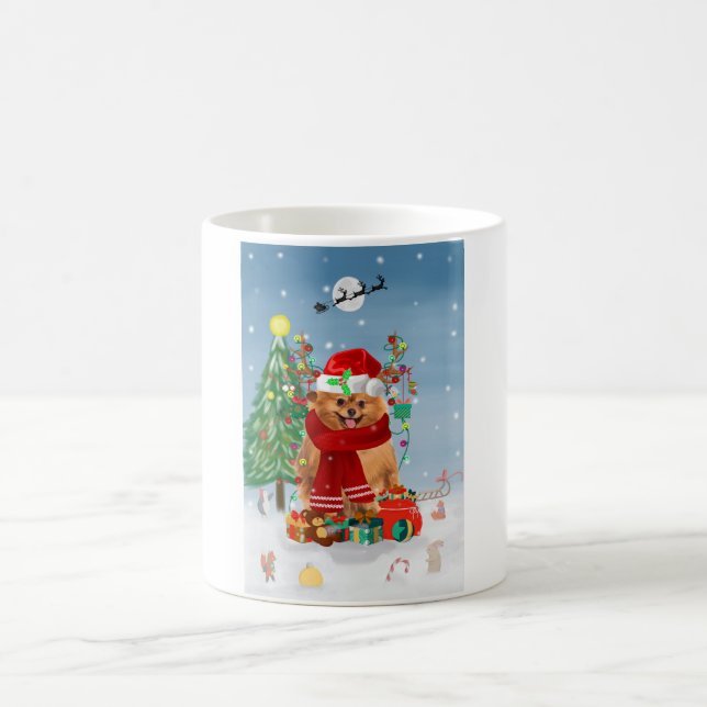 Spitz mit Weihnachtsgeschenke Kaffeetasse (Mittel)