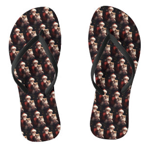 Spitz mit Weihnachtsmann Weihnachten Flip Flops