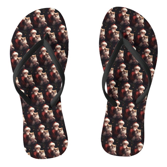 Spitz mit Weihnachtsmann Weihnachten Flip Flops (Fußbett)