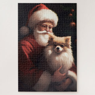 Spitz mit Weihnachtsmann Weihnachten Puzzle