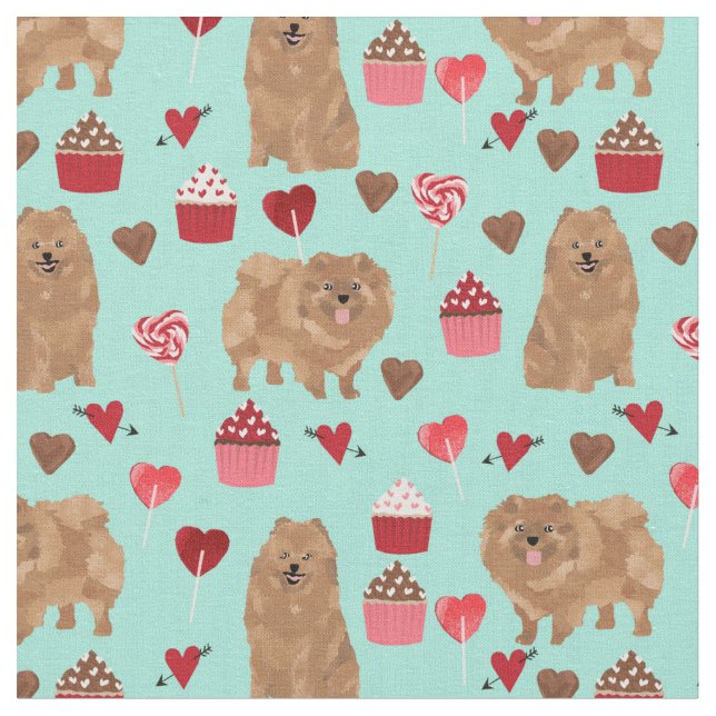 Spitz niedliche Valentine Liebe cupcakes Stoff (Nahaufnahme)
