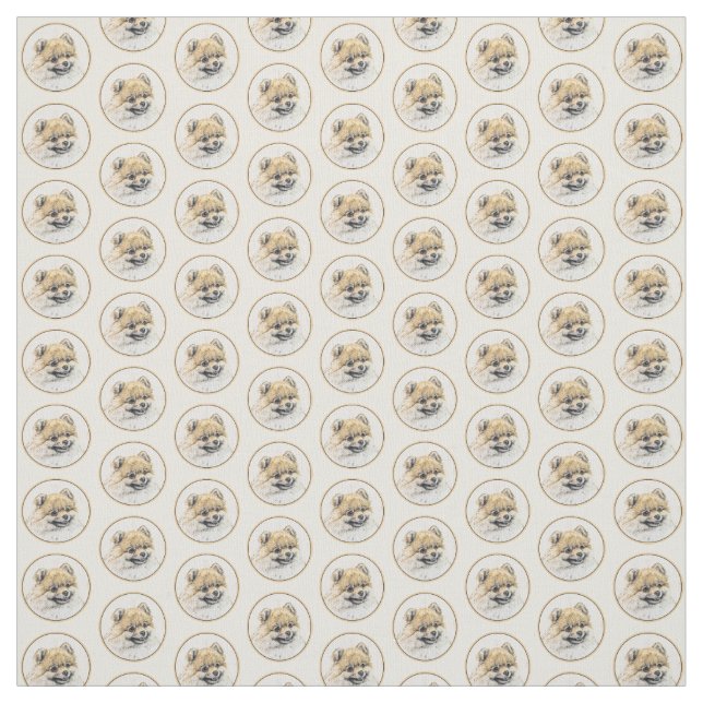 Spitz (Orange) Malerei - Original Hundekunst Stoff (Muster)